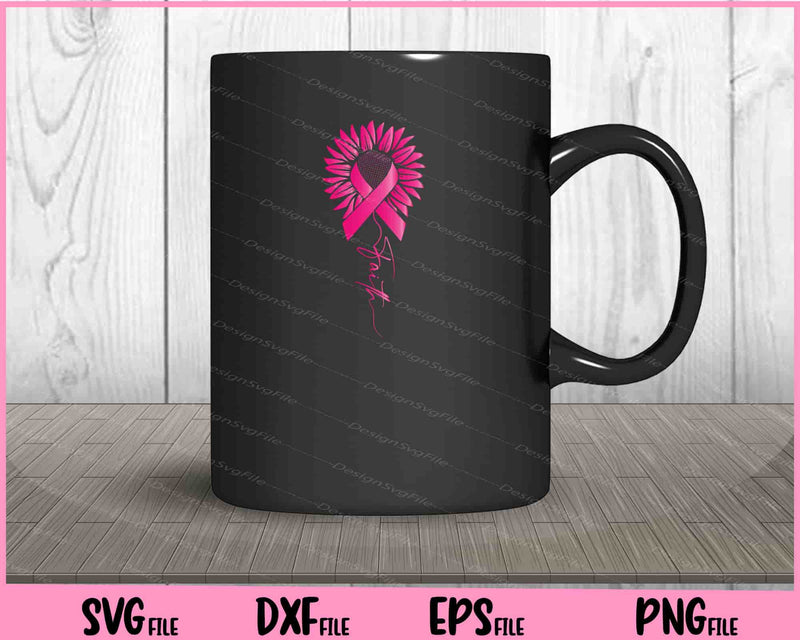 Pink Ribbon Daisy Faith Breast Cancer Sunflower mug