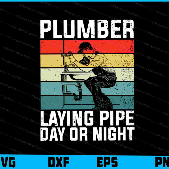Plumber Laying Pipe Day or Night SVG