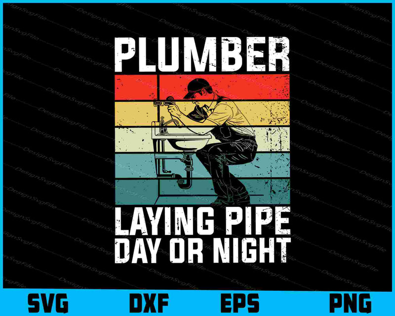 Plumber Laying Pipe Day or Night SVG