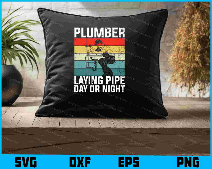 Plumber Laying Pipe Day or Night SVG