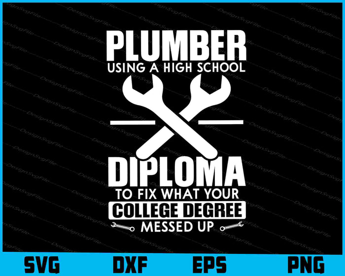 Collection of plumber-themed designs with text and graphics on a black background.
