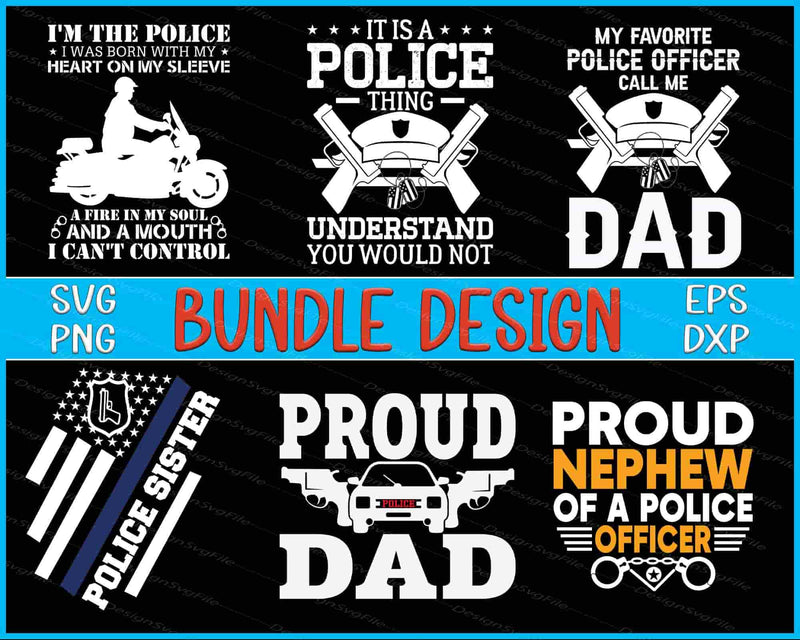 Police Officer Bundle SVG, Dad SVG Police PNG