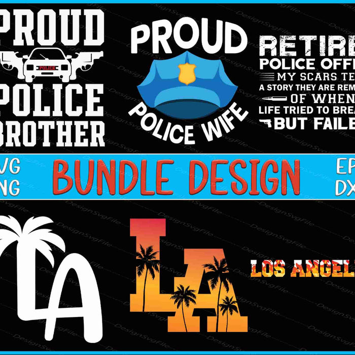 Police Officer Bundle SVG, Los Angeles SVG Retired PNG