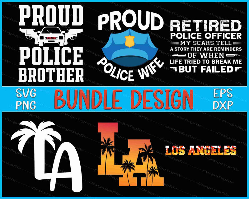 Police Officer Bundle SVG, Los Angeles SVG Retired PNG