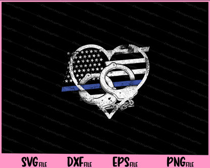 Police Officer Support Thin Blue Line Flag Heart Svg Cutting Printable File  - Premium Cutting Files in SVG, PNG & EPS Formats - Premium SVG Cutting Files for Crafts