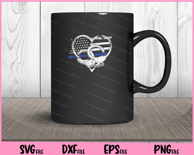 Police Officer Support Thin Blue Line Flag Heart Svg Cutting Printable File  - Premium Cutting Files in SVG, PNG & EPS Formats - Premium SVG Cutting Files for Crafts