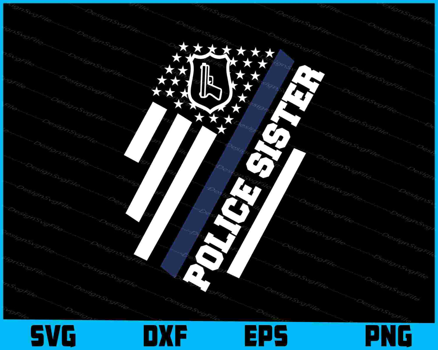 Police sister SVG, American Flag Shirt