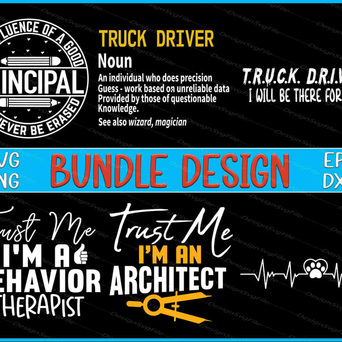 Collection of humorous and descriptive text designs on a black background with blue banner.