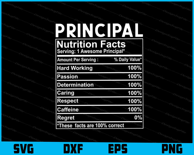 Principal Nutrition Facts SVG PNG File