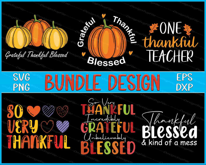 Pumpkin Bundle SVG, Thankful Teacher SVG Thanksgiving PNG