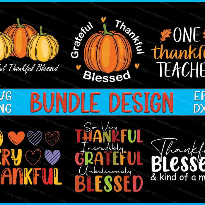 Pumpkin Bundle SVG, Thankful Teacher SVG Thanksgiving PNG