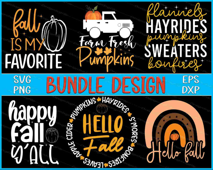 Pumpkins Bundle SVG Hello Fall PNG