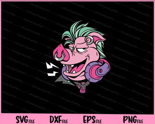 Punk Pig Funny Svg Cutting Printable Files  - Premium Cutting Files in SVG, PNG & EPS Formats - Premium SVG Cutting Files for Crafts