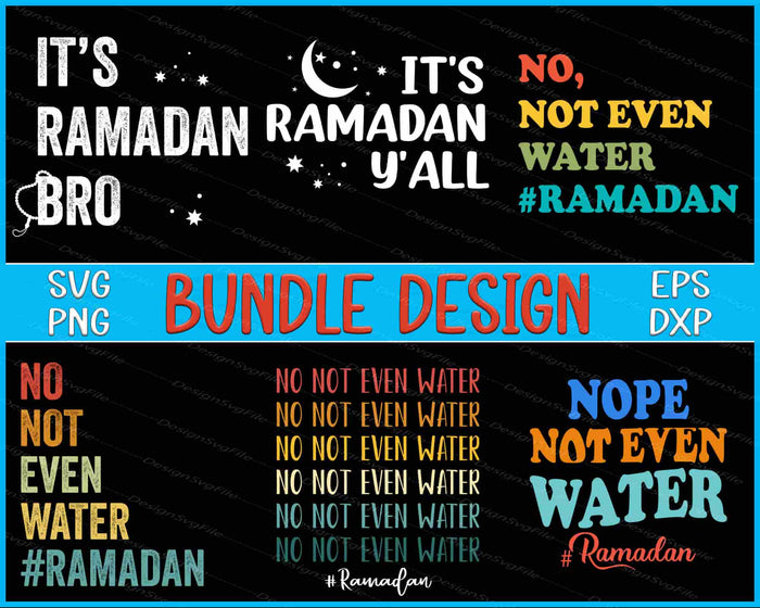 Collection of Ramadan-themed text designs with various colors on a black background.