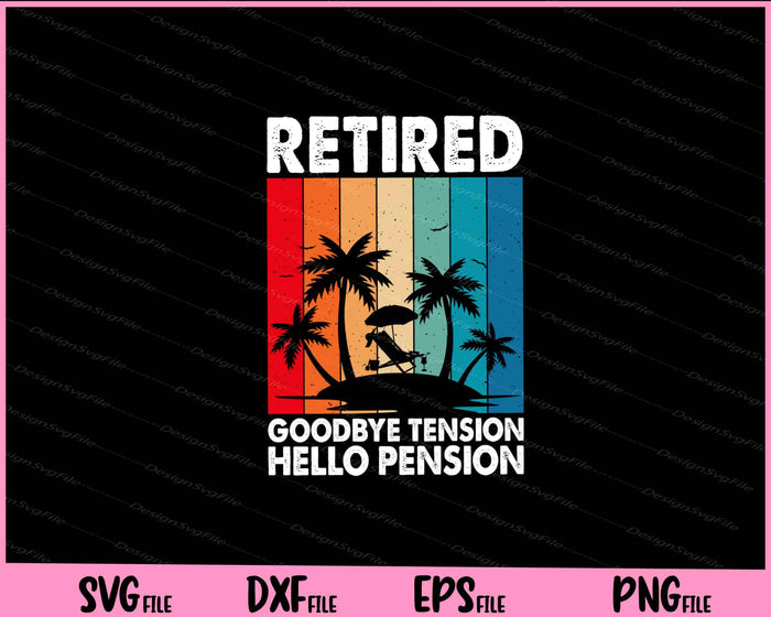 Collection of retired-themed graphic designs with text and icons on a black background.
