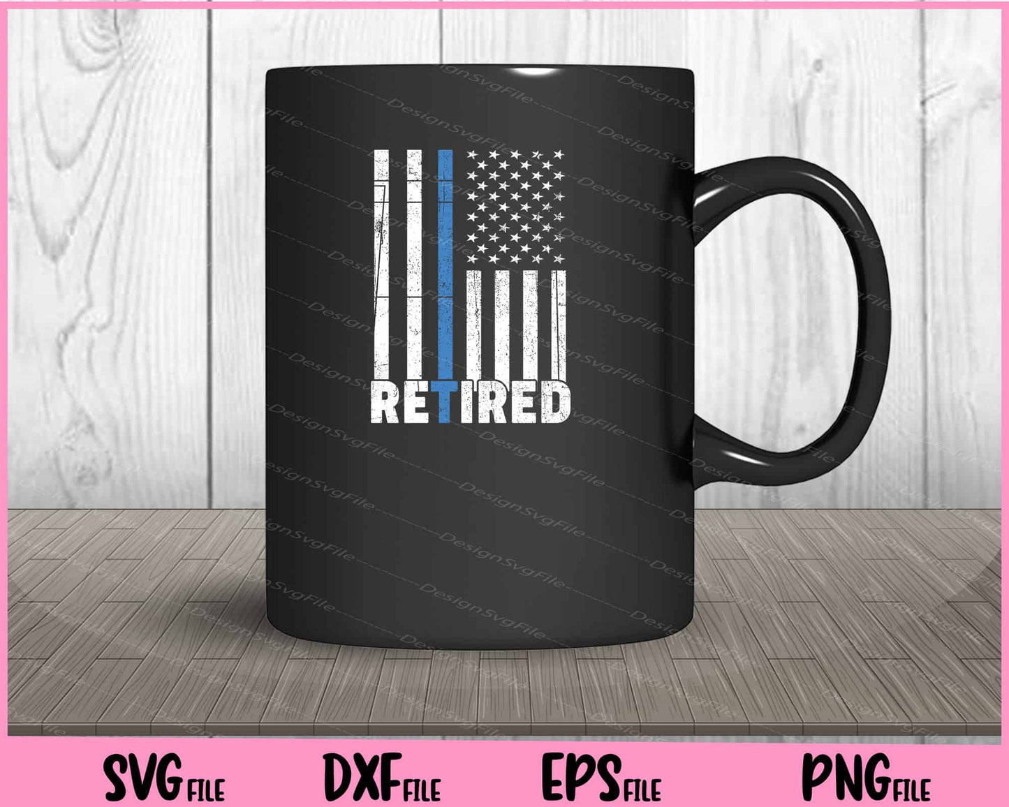 Retired Police Officer, Thin Blue Line Flag Svg Cutting Printable File  - Premium Cutting Files in SVG, PNG & EPS Formats - Premium SVG Cutting Files for Crafts