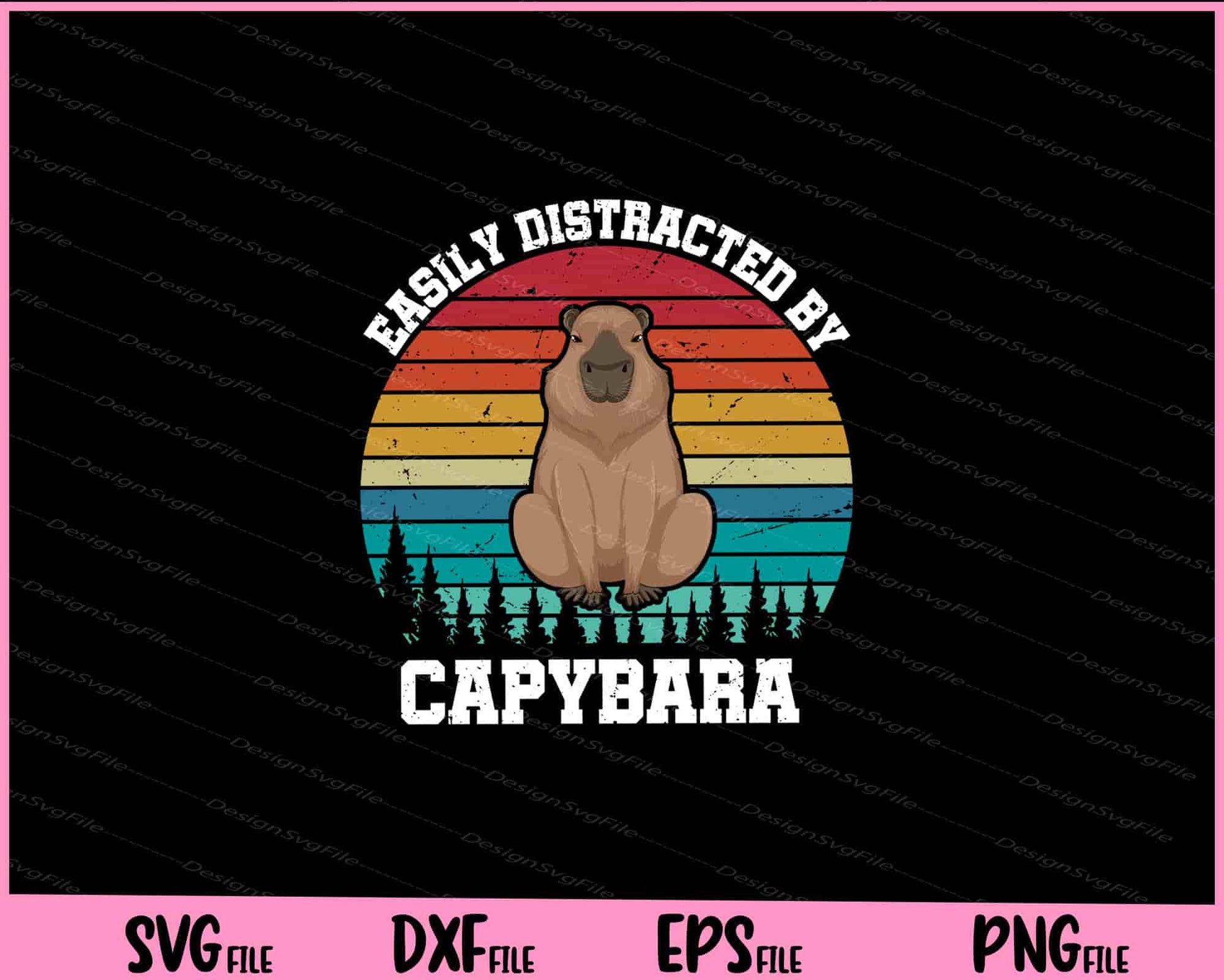 Retro Easily Distracted by Capybara Svg Cutting Printable Files  - Premium Cutting Files in SVG, PNG & EPS Formats - Premium SVG Cutting Files for Crafts