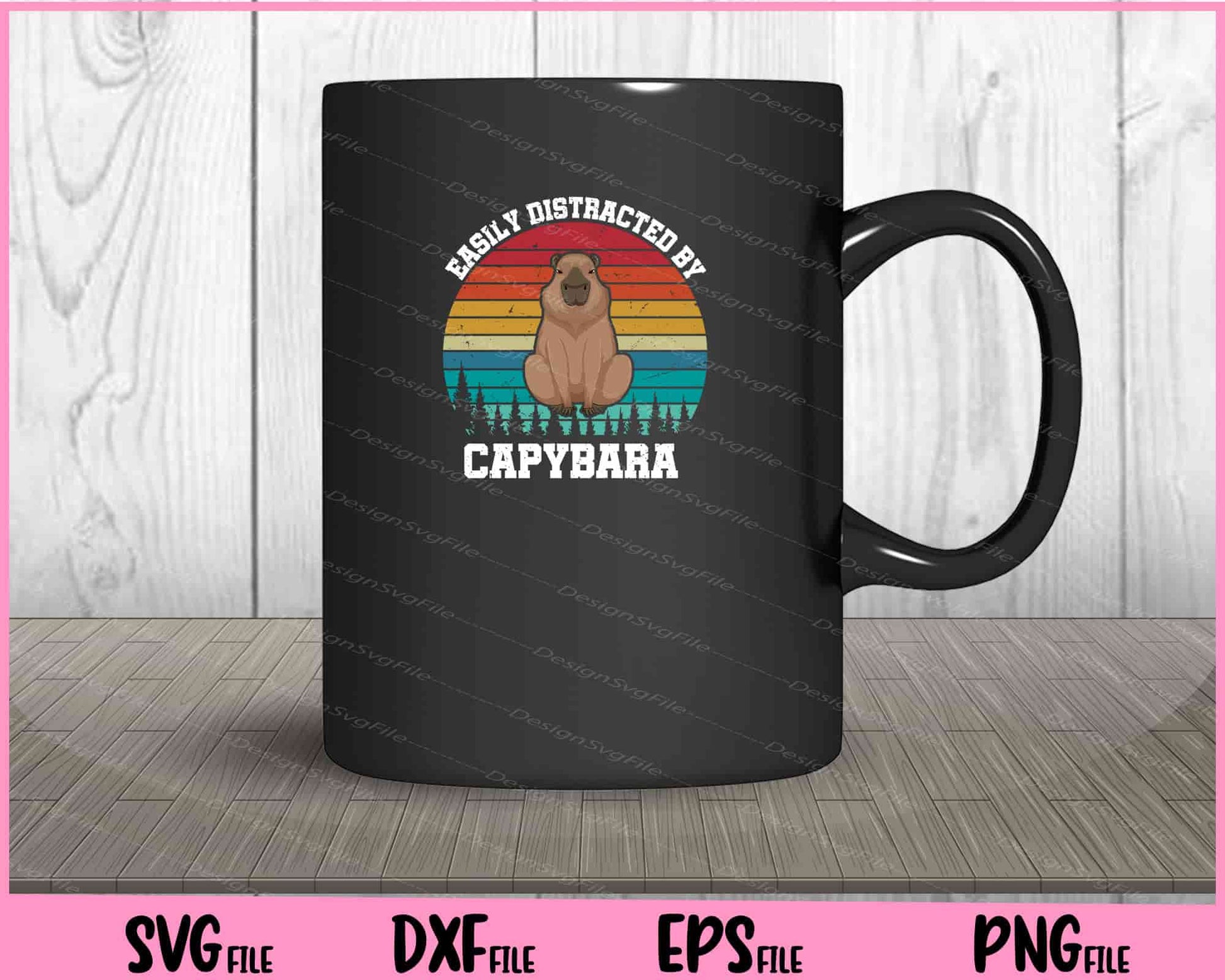 Retro Easily Distracted by Capybara Svg Cutting Printable Files  - Premium Cutting Files in SVG, PNG & EPS Formats - Premium SVG Cutting Files for Crafts