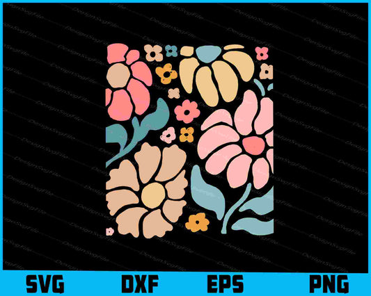 Retro Floral SVG, Summer Flowers PNG