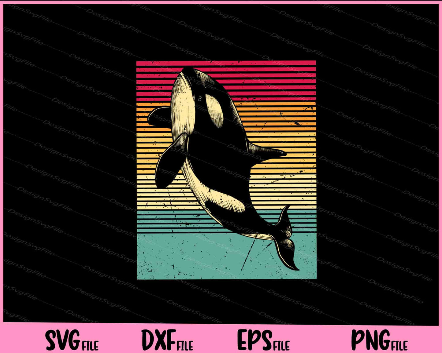 Retro Killer Whale Svg Cutting Printable Files  - Premium Cutting Files in SVG, PNG & EPS Formats - Premium SVG Cutting Files for Crafts