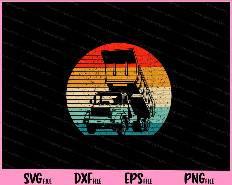 Retro Recycling Trash Garbage Truck Sunset svg