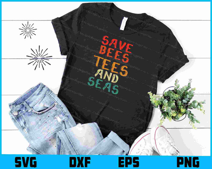 Retro Save Bees, Tees And Seas SVG
