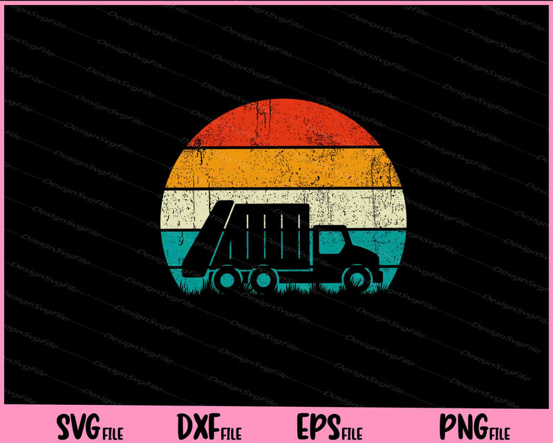 Retro Vintage Sunset Garbage truck Svg Cutting Printable Files  - Premium Cutting Files in SVG, PNG & EPS Formats - Premium SVG Cutting Files for Crafts