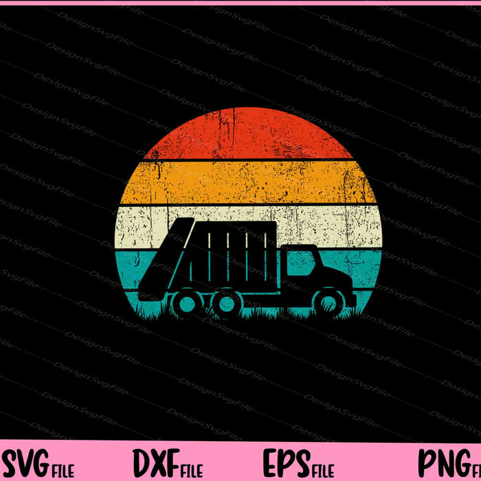Retro Vintage Sunset Garbage truck Svg Cutting Printable Files  - Premium Cutting Files in SVG, PNG & EPS Formats - Premium SVG Cutting Files for Crafts