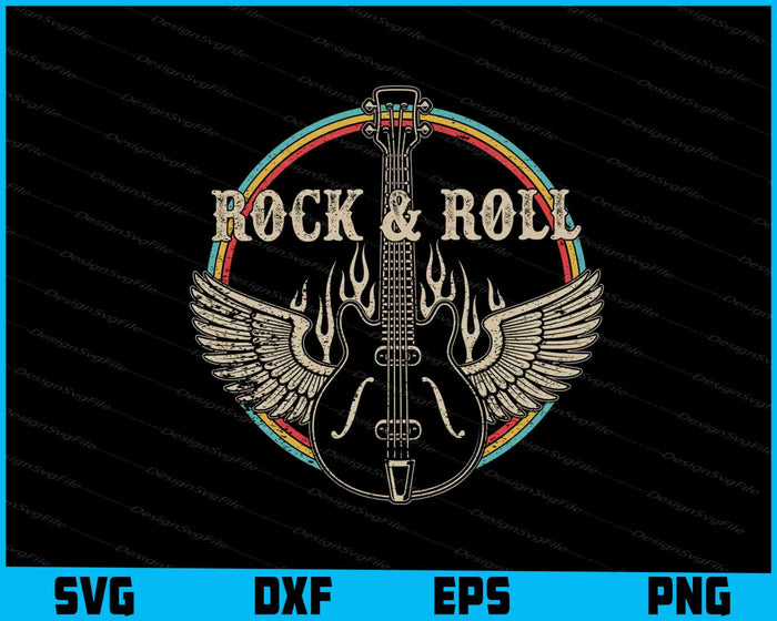 Rock & Roll Guitar Wings Music SVG
