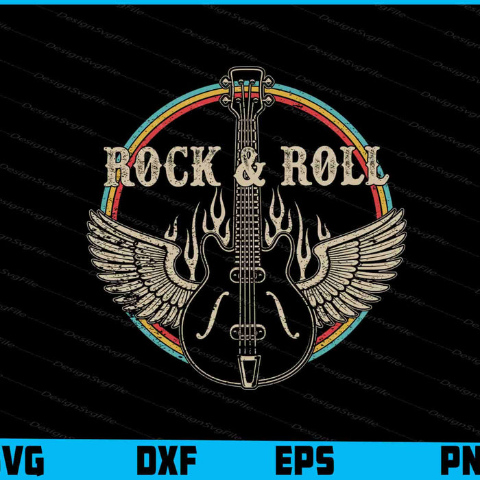 Rock & Roll Guitar Wings Music SVG