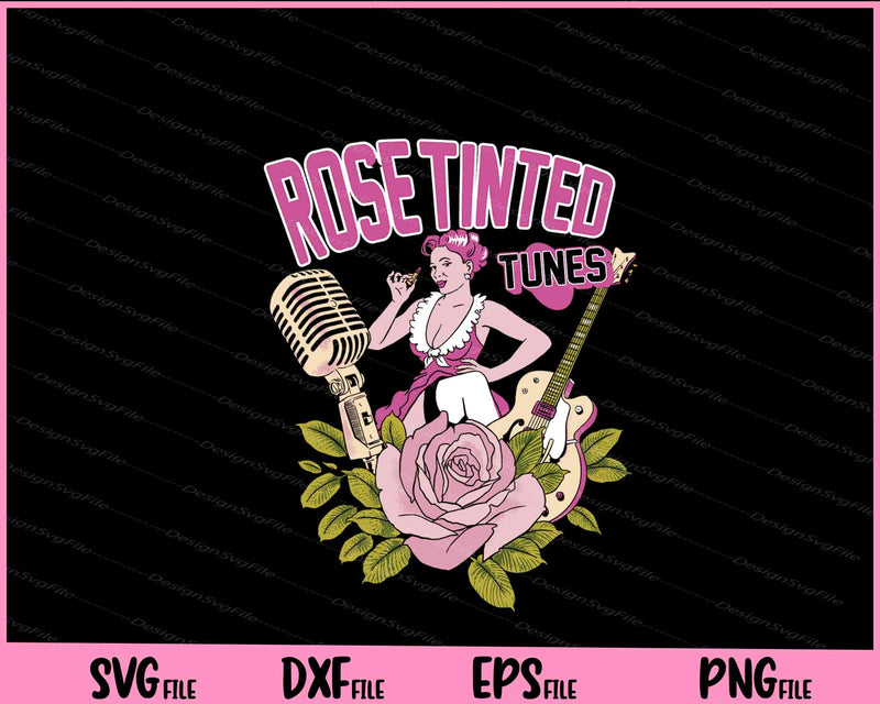 Rose Tinted Tunes Retro Music Lover Girl Svg Cutting Printable Files  - Premium Cutting Files in SVG, PNG & EPS Formats - Premium SVG Cutting Files for Crafts