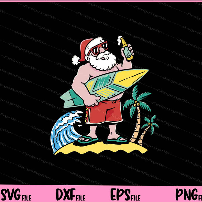Santa Surfboard Drinking Funny Svg Cutting Printable Files  - Premium Cutting Files in SVG, PNG & EPS Formats - Premium SVG Cutting Files for Crafts