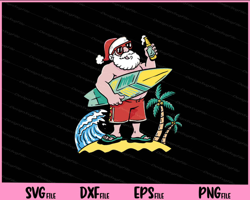 Santa Surfboard Drinking Funny Svg