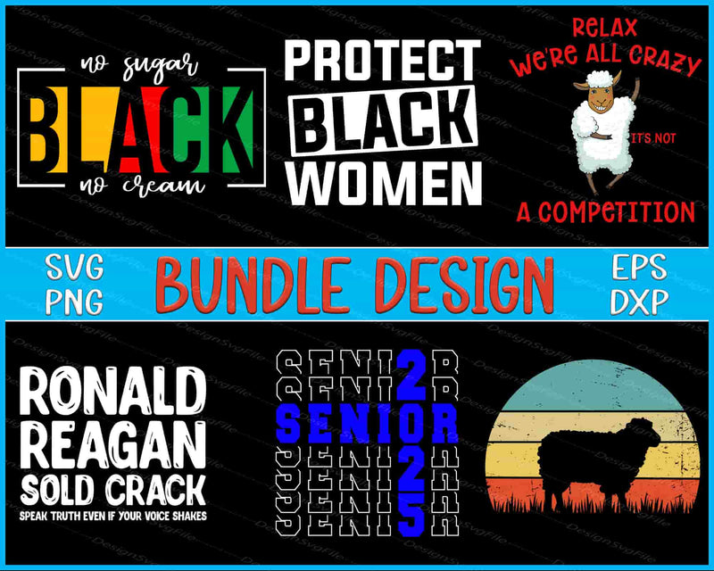 Collection of various text-based designs with different messages and graphics on a black background.