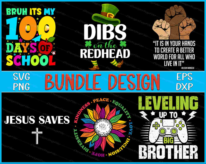 Collection of graphic designs with text and icons on a black background