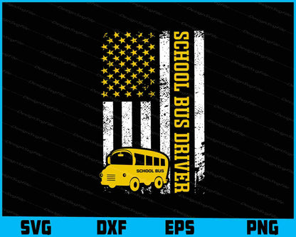 School Bus Driver American Flag SVG