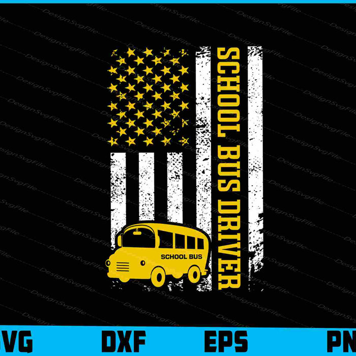 School Bus Driver American Flag SVG