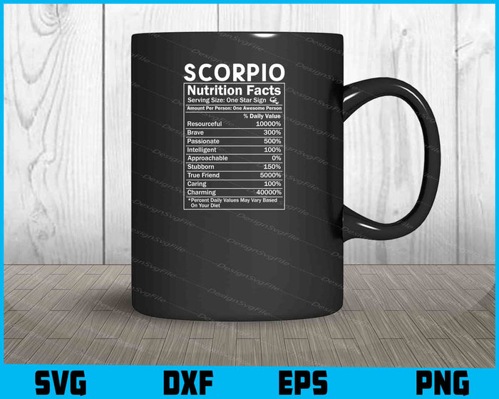 Scorpio Zodiac Nutrition Facts SVG PNG File