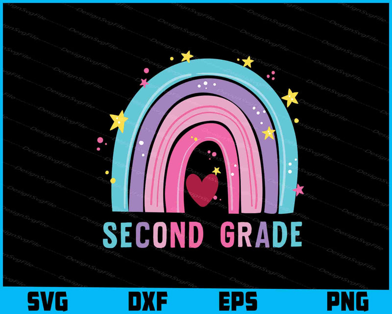Second Grade Rainbow Girls Boys Teacher Team 2nd Grade Squad SVG