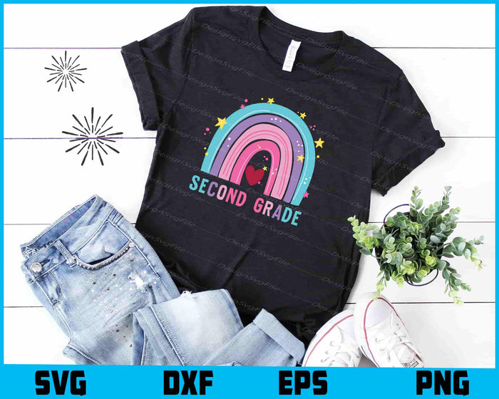 Second Grade Rainbow Girls Boys Teacher Team 2nd Grade Squad SVG