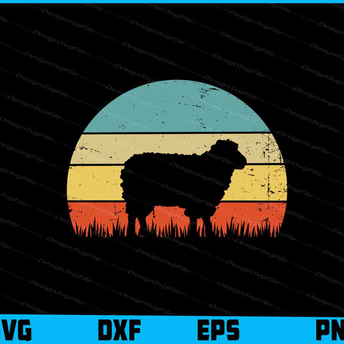 Sheep Retro Sunset SVG, Animals PNG