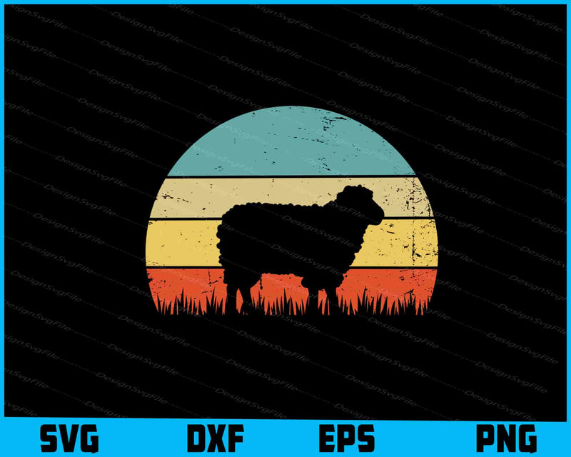 Sheep Retro Sunset SVG, Animals PNG
