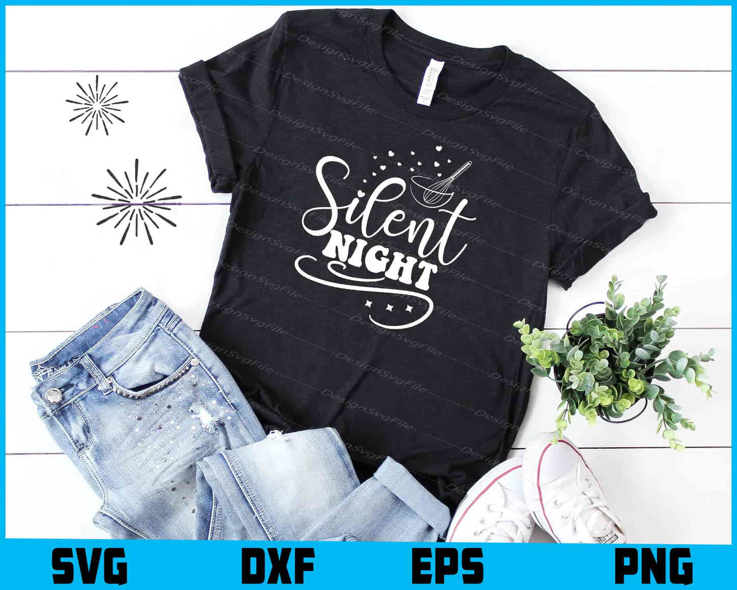 Silent Night Christmas Svg Dxf Png For Silhouette, Cut Files  - Premium Cutting Files in SVG, PNG & EPS Formats - Premium SVG Cutting Files for Crafts