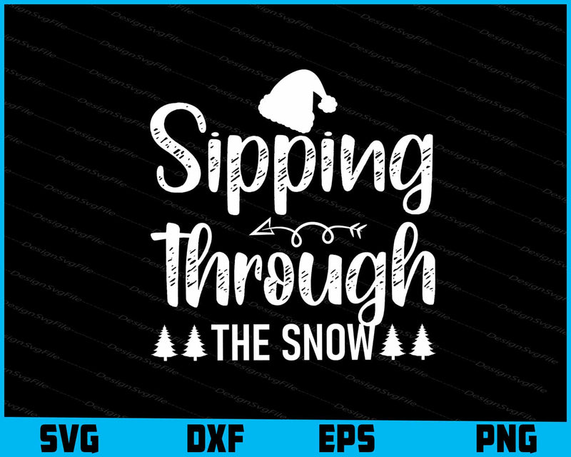 Sipping Through The Snow Svg Dxf Png Design File  - Premium Cutting Files in SVG, PNG & EPS Formats - Premium SVG Cutting Files for Crafts