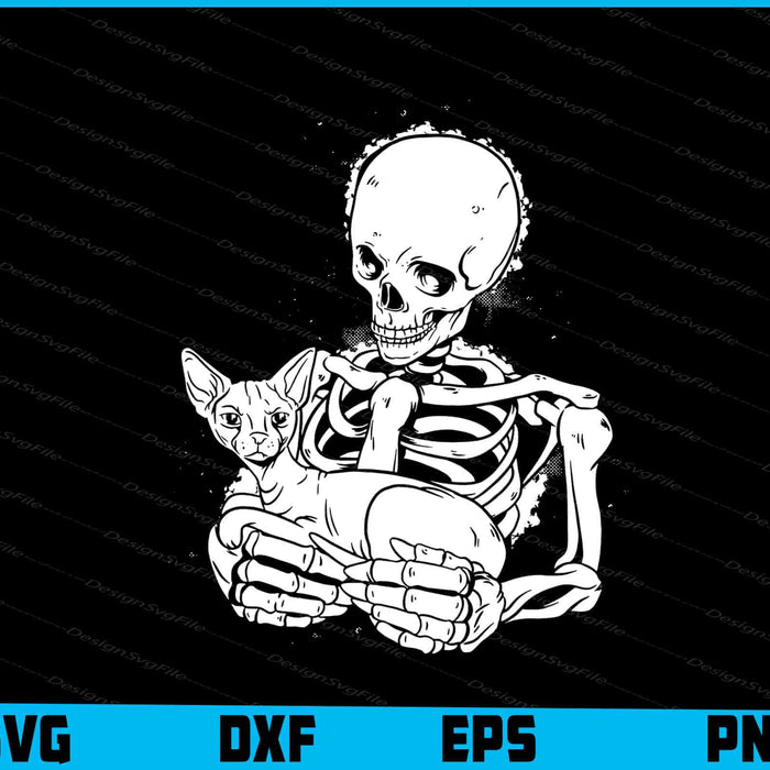 Skeleton Cat Halloween SVG PNG Printable File  - Premium Cutting Files in SVG, PNG & EPS Formats - Premium SVG Cutting Files for Crafts