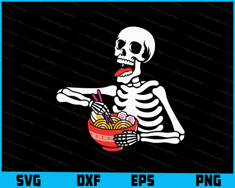 Skeleton Eating Ramen Anime Halloween SVG PNG Printable File  - Premium Cutting Files in SVG, PNG & EPS Formats - Premium SVG Cutting Files for Crafts