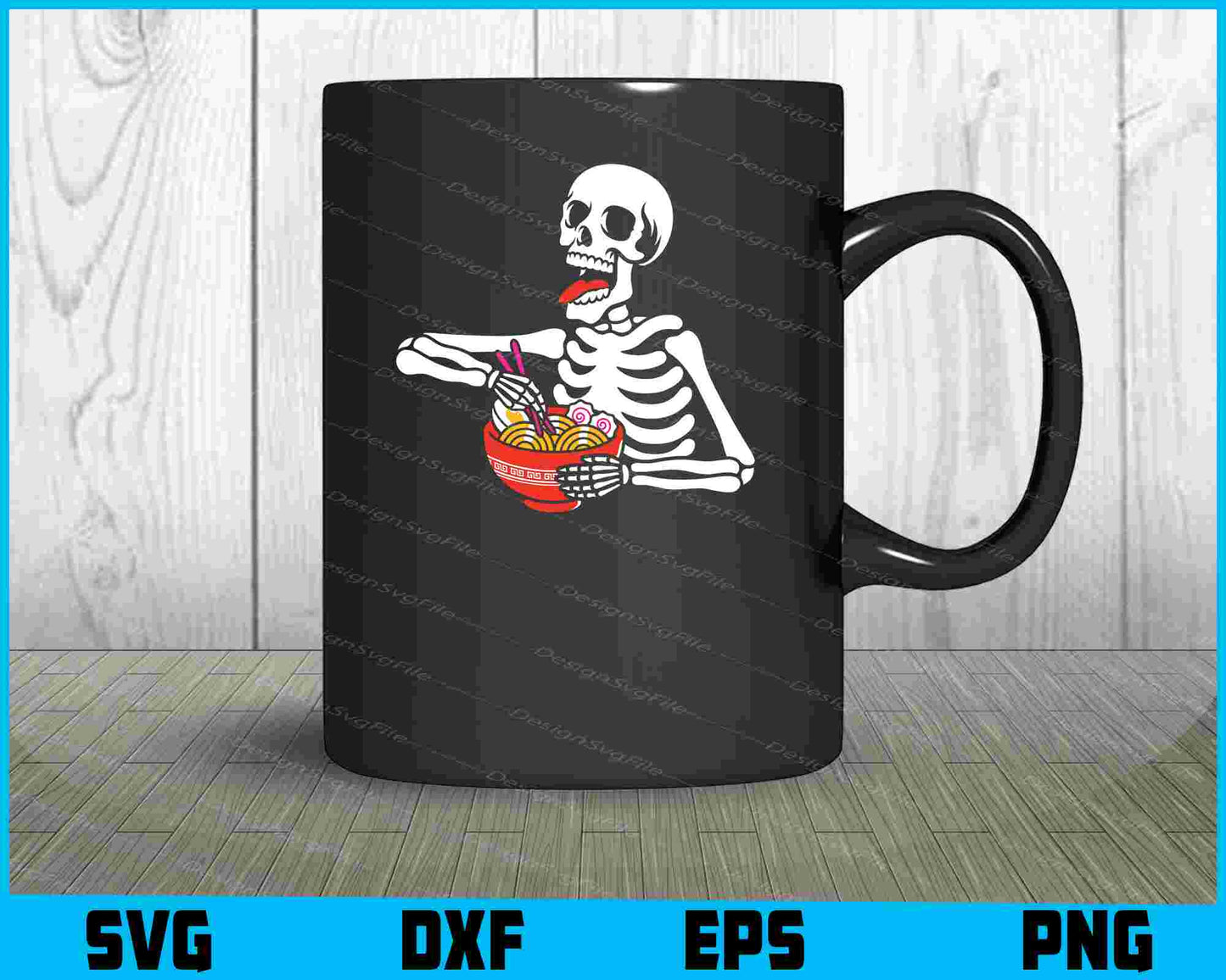 Skeleton Eating Ramen Anime Halloween SVG PNG Printable File  - Premium Cutting Files in SVG, PNG & EPS Formats - Premium SVG Cutting Files for Crafts