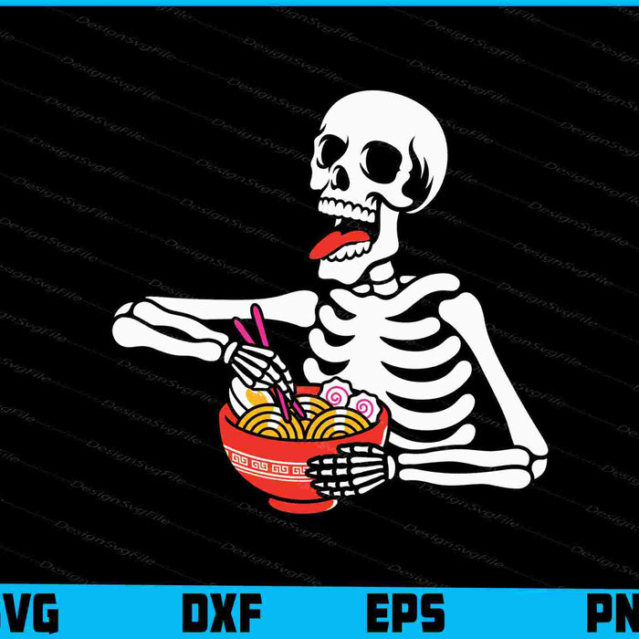 Skeleton Eating Ramen Anime Halloween SVG PNG Printable File  - Premium Cutting Files in SVG, PNG & EPS Formats - Premium SVG Cutting Files for Crafts