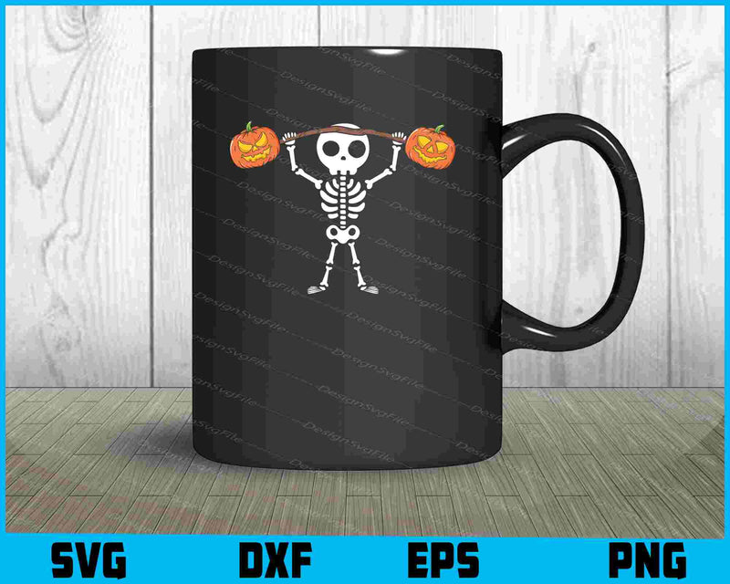 Skeleton Lifting Pumpkins Fitness SVG PNG Printable File  - Premium Cutting Files in SVG, PNG & EPS Formats - Premium SVG Cutting Files for Crafts