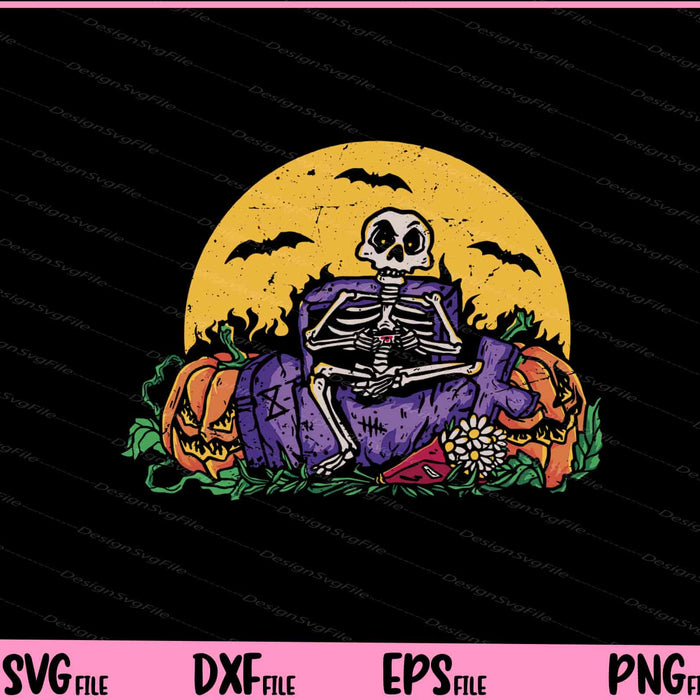 Skeleton Playing Halloween Pumpkin Svg Cutting Printable Files  - Premium Cutting Files in SVG, PNG & EPS Formats - Premium SVG Cutting Files for Crafts